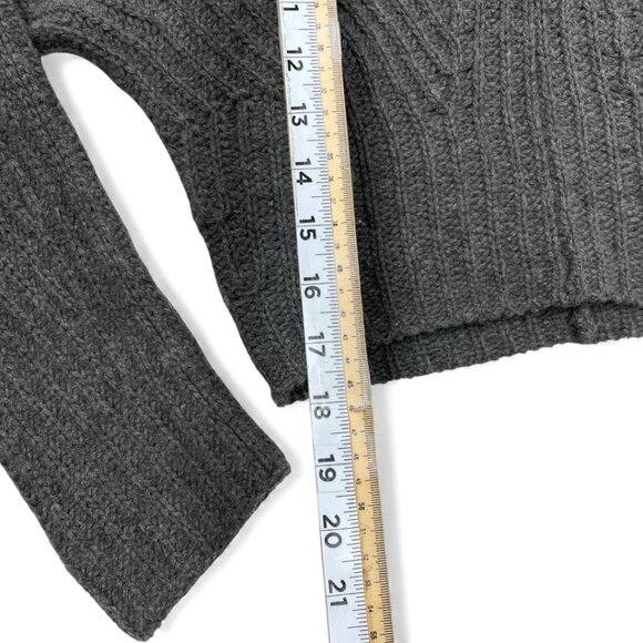 THEORY Sculpted Sweater Cropped Airy Wool Cashmere Grey Melange Women's Petite P - Picture 8 of 9